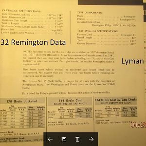 32 Remington loading data