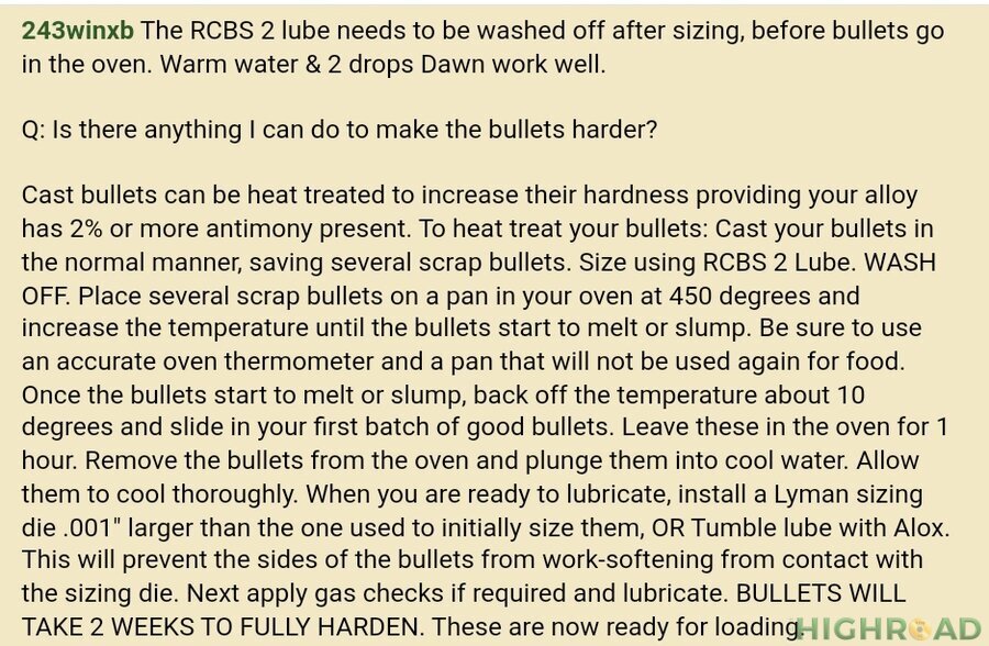 Make Cast Bullets Harder- Oven Heat Treating.